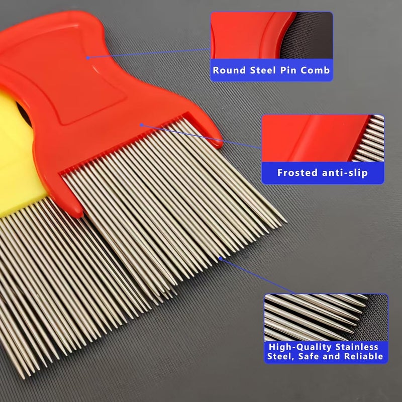 LABOTA Lice Comb, 8 Pcs Flea Comb, Hair Double Sided Fine Tooth Combs, Removal Dandruff,with Metal Teeth,Stainless Steel Louse and Nit Combs for Head Lice Treatment - Image 3